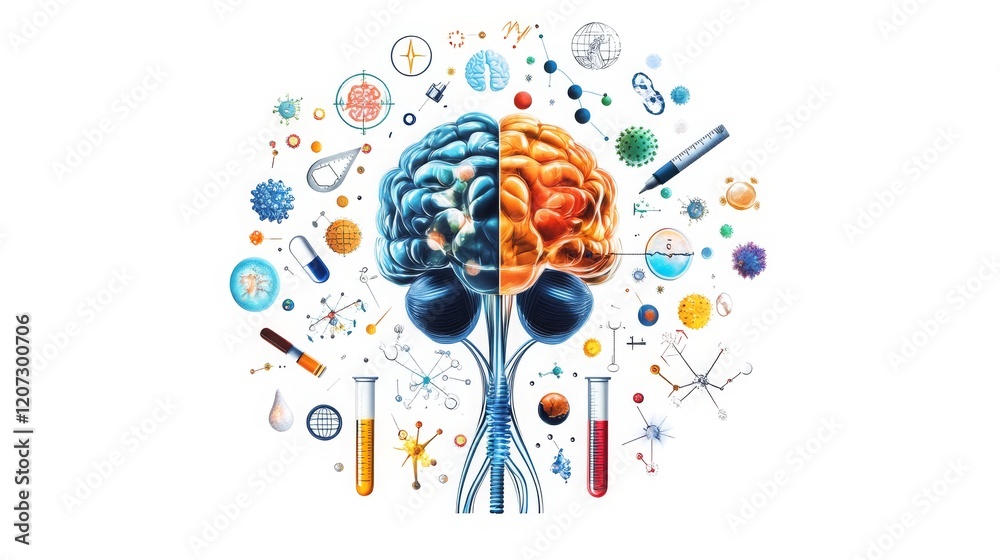 Poster exploring the connection between science and the human brain in dynamic 4k visuals