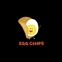 Egg chips fun cartoon character. Healthy protein snack.