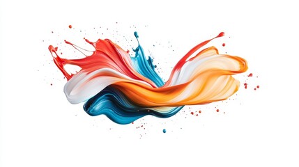 Obraz premium Vibrant Swirls of Colorful Paint on White Background Representing Artistic Expression and Creativity in Modern Design and Abstract Art Form