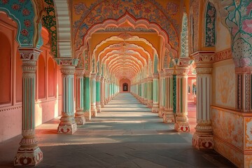 Elegant Indian Archway with Detailed Floral Art and Mughal Design Elements