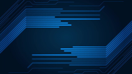 Abstract glowing blue tech circuit board lines minimal background © saicle