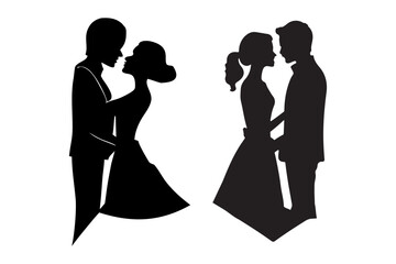 Set of pear Happy Valentine's day Silhouette vector with white background