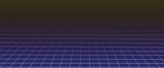 Vector perspective grid. Abstract wireframe landscape. Detailed lines on background. 3d vector illustration.