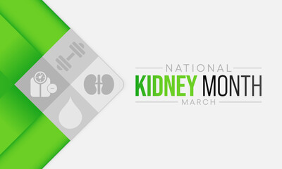National Kidney month (NKM) observed annually in March to raise awareness about kidney disease. Vector illustration.