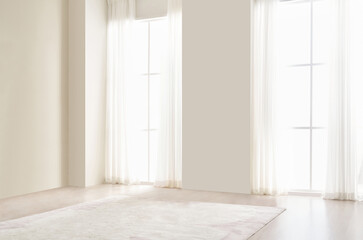 Modern Scandinavian and minimalist living room interior. White empty room. Scandinavian interior design. Home Nordic interior.