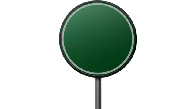 green blank traffic sign isolated on transparent background