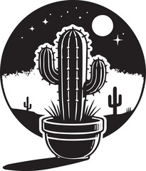 cactus background silhouette vector