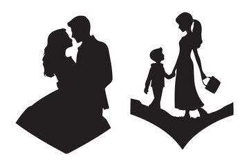 Set of pear Happy Valentine's day Silhouette vector