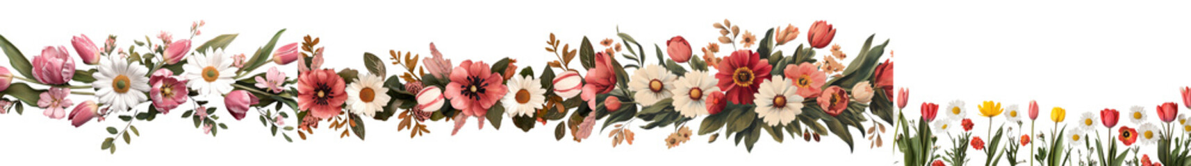 Beautiful Assorted Floral Arrangement with Colorful Flowers and Greenery on White Background