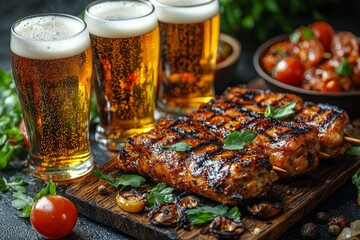 A beautiful Asian woman shares a glass of beer with her friends, their joy reflected in her smiling face and laughter