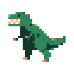 Pixelated tyrannosaurus rex vector cartoon dinosaur illustration isolated on background. © Roi_and_Roi