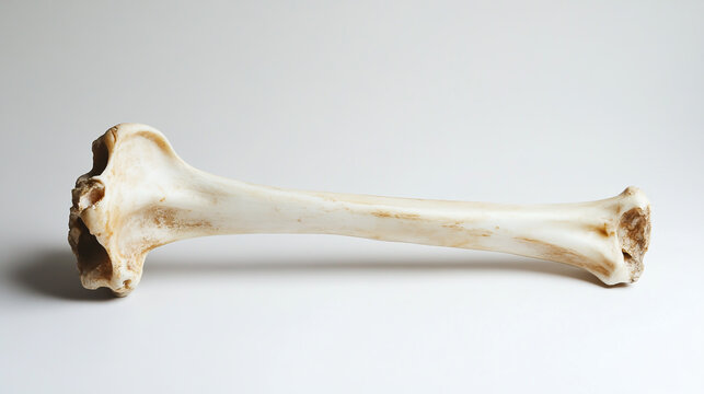 A bare bone with no meat, against a plain white background