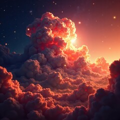 Glowing cloud of gas and dust in the Cassiopeia sky, cosmos, bolla