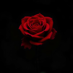 Radiant Red Rose on a Deep Black Background