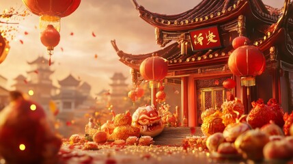 Obraz premium Chinese New Year Lantern Festival Celebration