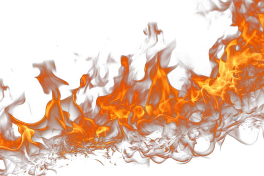 hot flames isolated on white or transparent png