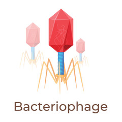 Detailed illustration of a bacteriophage virus, showcasing its structure and function in a vivid and educational manner