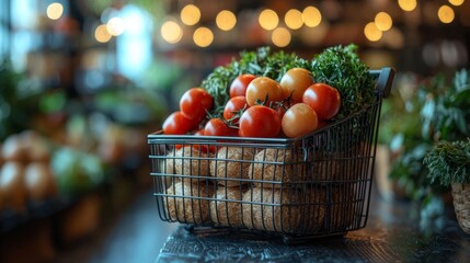 Naklejka premium Market Basket Filled with Fresh Produce