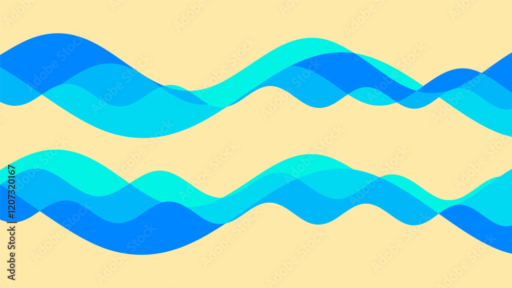 Wall mural abstract wavy background with dynamic effect. water surface. motion sound wave. cover design templat