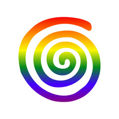 Logo lgbt. Mes del orgullo. Espiral con degradado con los colores de la bandera arco iris