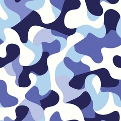 Abstract Blue and White Camouflage Pattern Design