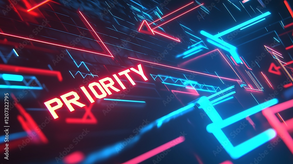 Wall mural a colorful image with the word priority written in red