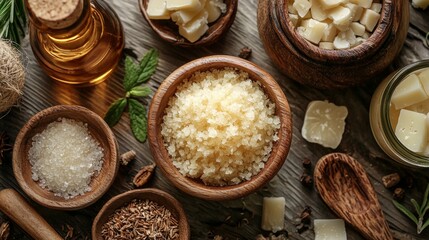 Wooden Bowls with Natural Ingredients