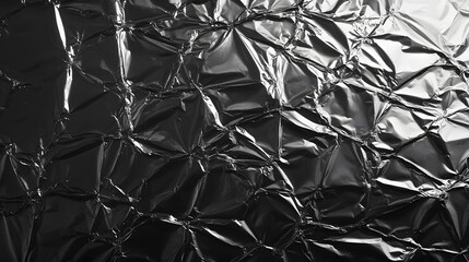 Crumpled Black Foil Abstract Texture Background