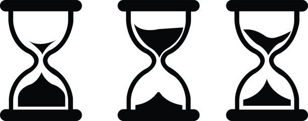 Hourglass icon set.Sand watch and sandglass, timer and watch symbol. Vector isolated.Vector hour glass clock with flowing sand. time isolated on transparent background, used for mobile, web or app.