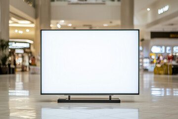 Empty blank white wide rectangle plasma screen