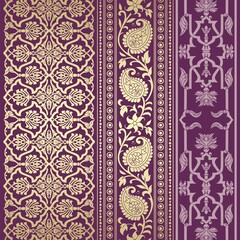 wedding card design, traditional paisley floral pattern , royal India	