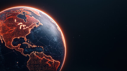 DNA Bridging Past and Present Concept, glowing digital globe showcasing North America with network connections