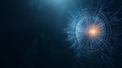 Obraz premium Abstract futuristic design featuring glowing elements and circular patterns, representing technology, data, and digital transformation in a dark environment