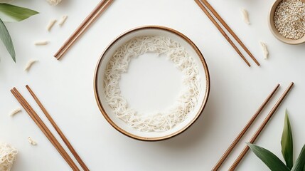 Aromatic Bowl of Noodles with Wooden Chopsticks on Side Evoking a Cozy Dining Experience and Culture