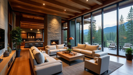 Fototapeta premium Luxury Mountain Home Interior