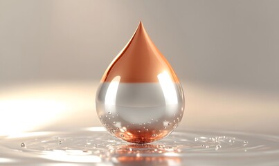 Fototapeta premium Metallic droplet, two-tone, reflective, surface, studio, background, liquid, beauty