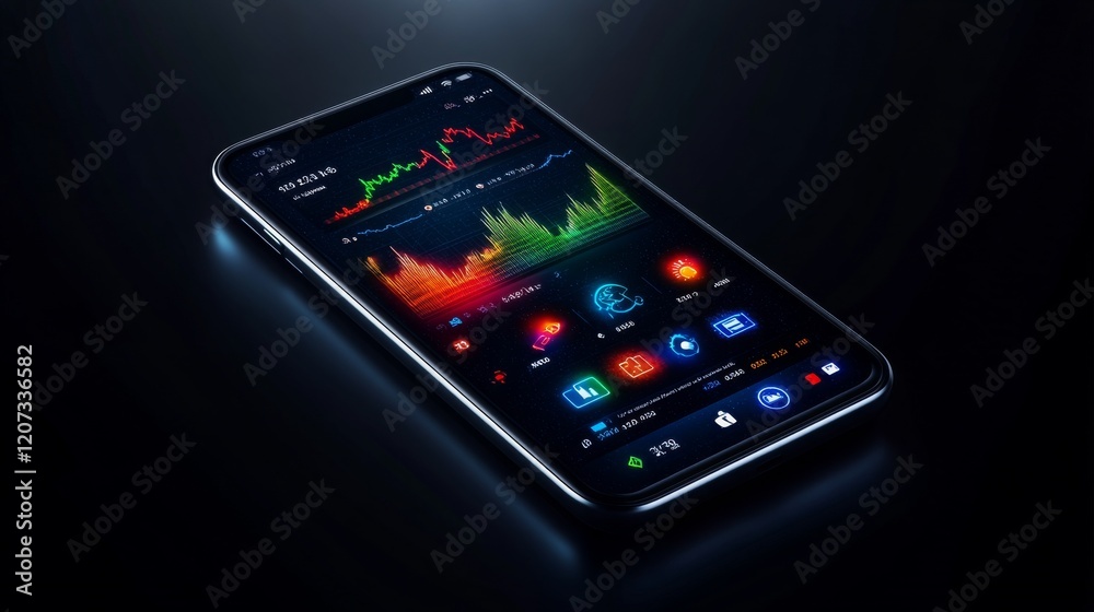 Poster ai-powered app interface with predictive analytics and vibrant visualizations in 4k resolution