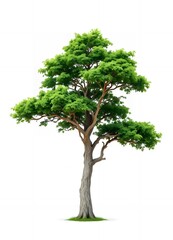 Lush Green Tree Isolated on White Background