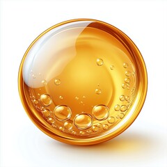 Beauty oil serum drop isolated on white. Liquid gel with bubbles swatch close up. Skincare product macro photography