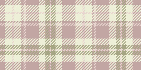 Classic plaid design in beige, light pink, and olive green with intersecting lines, creating a seamless tartan pattern.