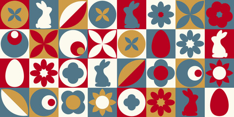 Easter seamless pattern for wrapping paper and greeting cards design, colorful geometric background