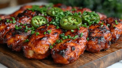 Delicious BBQ Chicken Wings with Jalapenos and Chives
