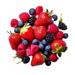 Fresh strawberries, raspberries, blueberries and blackberries creating a colorful mix
