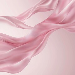 Smooth elegant pink transparent cloth separated on white background. Texture of flying fabric.