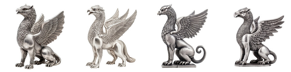 Fototapeta premium Majestic winged beasts carved in stone a collection of ornate legendary griffin and dragon statues standing as architectural and mythological symbols of power and guardianship