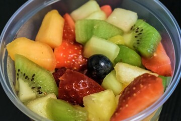 Vibrant Fruit Salad in a Clear Cup