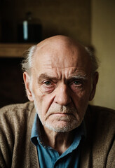 Obraz premium Portrait eines grimmig schauenden alten Mannes