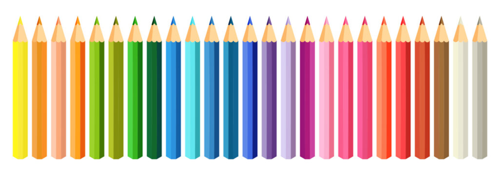Colored pencils or crayons collection for art and painting