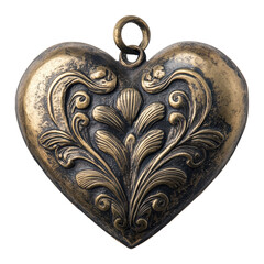 Heart-shaped locket with intricate floral design and vintage finish