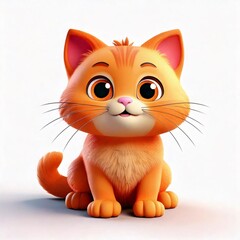 Fototapeta premium Adorable cartoon kitten sitting and looking inquisitive